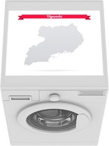 Wasmachine beschermer mat - Illustratie van Oeganda in het grijs met een rood lint erboven - Breedte 55 cm x hoogte 45 cm
