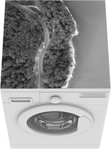 Wasmachine beschermer mat - Vogelperspectief van meer Sylvenstein - zwart wit - Breedte 60 cm x hoogte 60 cm