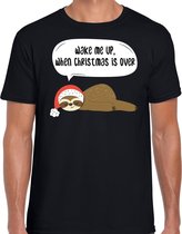 Luiaard Kerstshirt / Kerst t-shirt Wake me up when christmas is over zwart voor heren - Kerstkleding / Christmas outfit XL