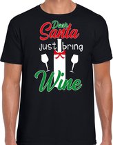 Dear Santa just bring wine drank Kerstshirt / Kerst t-shirt zwart voor heren - Kerstkleding / Christmas outfit M