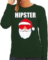 Foute Kerst sweater / Kersttrui Hipster Santa groen voor dames- Kerstkleding / Christmas outfit S