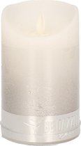1x Luxe zilver/witte LED kaarsen/stompkaarsen 12,5 cm - Luxe kaarsen op batterijen met LED vlam