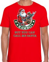 Fout Kerstshirt / Kerst t-shirt Rambo but you can call me Santa rood voor heren - Kerstkleding / Christmas outfit S