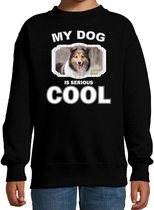 Sheltie honden trui / sweater my dog is serious cool zwart - kinderen - Shetland sheepdogs liefhebber cadeau sweaters 5-6 jaar (110/116)