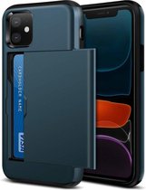Kaarthouder case met slide geschikt voor Apple iPhone 12 Mini - 5.4 inch - blauw
