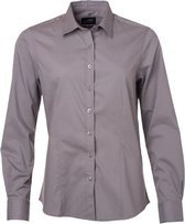 James and Nicholson Dames/dames Poplin-shirt met lange mouwen (Staalgrijs)