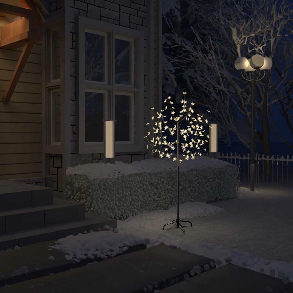 Kerstboom - Kunstkerstboom - Verlicht - 120 LED's - Warm wit licht - kersenbloesem - 150 cm