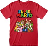 Nintendo Super Mario Heren Tshirt -L- Main Character Group Rood