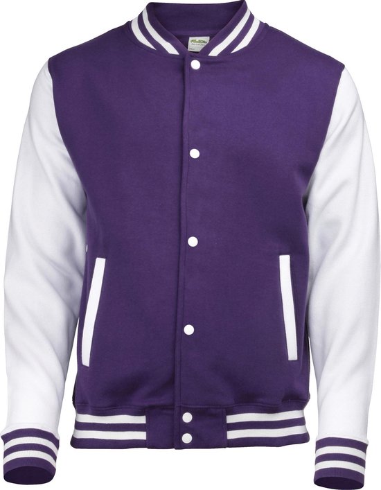 Awdis Kinder Unisex Varsity Jacket / Schoolkleding (Jet Zwart/Wit)