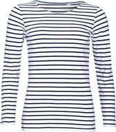 SOLS Dames/dames Marine Long Sleeve Stripe T-Shirt (Wit/Zwaar) | bol.com