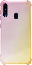 ADEL Siliconen Back Cover Softcase Hoesje Geschikt voor Samsung Galaxy A20s - Kleurovergang Roze Geel