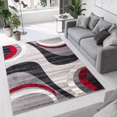 Tapiso Dream Vloerkleed Grijs Rood Laagpolig Woonkamer Tapijt Maat- 250x300