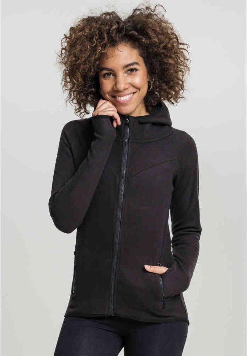 Urban Classics Polar Fleece Zip Hoodie Dames Vest met capuchon – XS Zwart