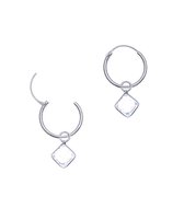 Oorbellen dames | Oorring/oorringen met hanger | Zilveren oorringen met hanger, kristal in ruitvorm | WeLoveSilver