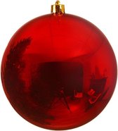 1x Grote kerst rode kunststof kerstballen van 25 cm - glans - Kerstversiering rood