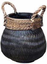 Basket Bamboo Black - (D)30 x (H)40 cm - opbergmand - plantenbak - Bamboe