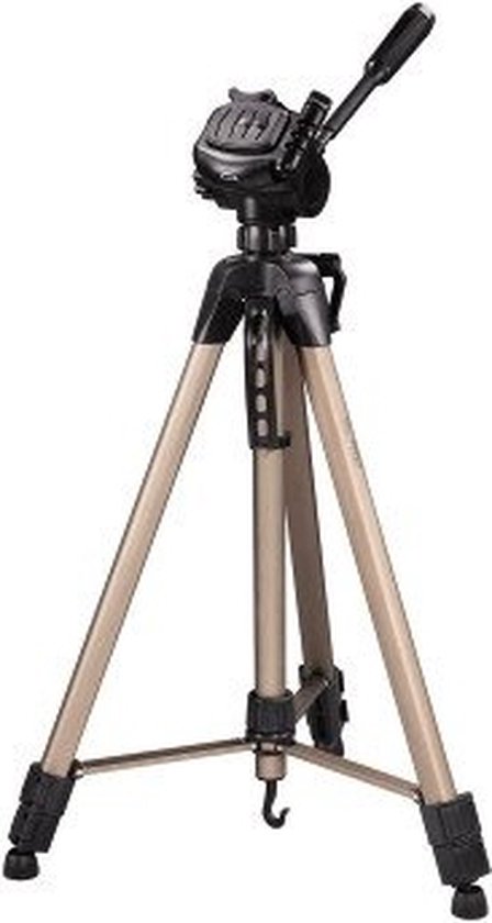 Een bronzen Hama Star 63 statief in uitgeschoven positie met zwarte details.