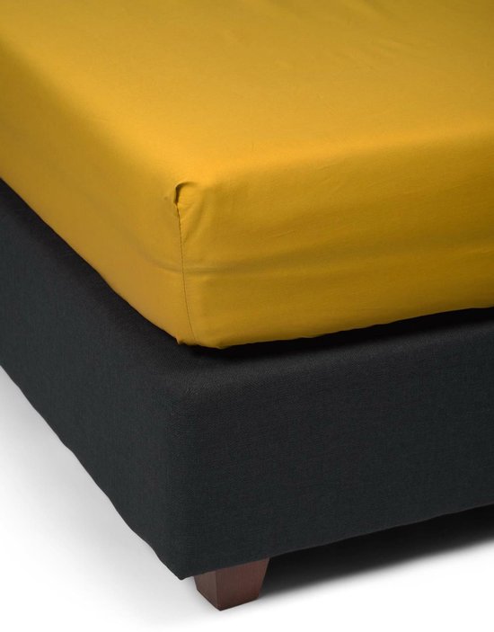 ESSENZA Premium Percale Hoeslaken Mosterdgeel - 100x200