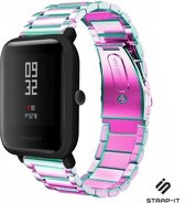 Stalen Smartwatch bandje - Geschikt voor  Xiaomi Amazfit Bip stalen band - regenboog - Strap-it Horlogeband / Polsband / Armband