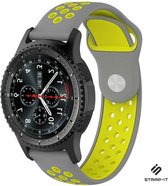 Siliconen Smartwatch bandje - Geschikt voor  Samsung Galaxy Watch sport band 45mm / 46mm - grijs/geel - Strap-it Horlogeband / Polsband / Armband