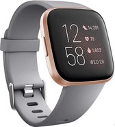 Siliconen Smartwatch bandje - Geschikt voor Fitbit Versa / Versa 2 silicone band - grijs - Strap-it Horlogeband / Polsband / Armband - Maat: Maat S