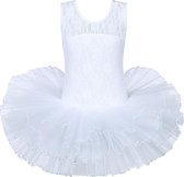Balletpakje kant + Tutu - wit - Ballet - maat 98-104 prinsessen tutu verkleed jurk meisje