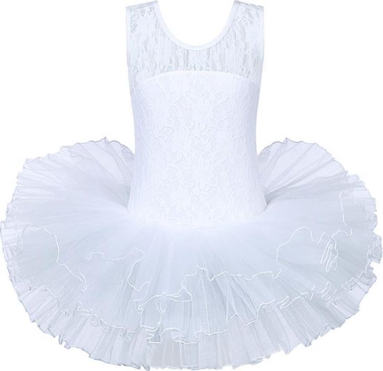 woestenij Zaklampen Teken Balletpakje kant + Tutu - wit - Ballet - maat 98-104 prinsessen tutu  verkleed jurk meisje | bol.com