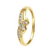 Lucardi Dames Ring met zirkonia - Ring - Cadeau - 14 Karaat Goud - Geelgoud