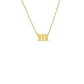 Stalen ketting goldplated met hanger letter - M