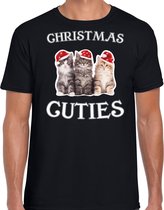 Kitten Kerstshirt / Kerst t-shirt Christmas cuties zwart voor heren - Kerstkleding / Christmas outfit L
