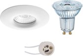 LED Spot Set - OSRAM Parathom PAR16 930 36D - Pragmi Luno Pro - Waterdicht IP65 - GU10 Fitting - Dimbaar - Inbouw Rond - Mat Wit - 5.5W - Warm Wit 3000K - Ø82mm - BES LED