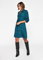 LOLALIZA Mini jurk met giraffe print - Donker Groen - Maat 44