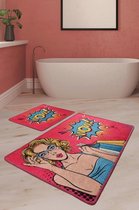 Nerge.be | Pop Art - 60x100 - 50x60 | 1 Set, 2 Sets Badkamerkleden en Matten Sets | Badmatten voor Bad Antislip | Badkamermatten | Antislip Badmatten voor Bad. Antislip Douchematte