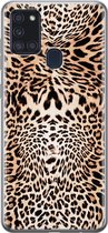 Samsung Galaxy A21s hoesje siliconen - Animal print - Soft Case Telefoonhoesje - Luipaardprint - Bruin