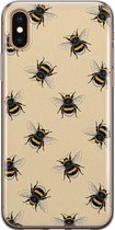 iPhone XS Max hoesje siliconen - Bijen print - Soft Case Telefoonhoesje - Print / Illustratie - Transparant, Geel