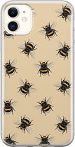 iPhone 11 hoesje siliconen - Bijen print - Soft Case Telefoonhoesje - Print / Illustratie - Transparant, Geel