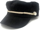 Dielay - Sailor Cap van Ribstof / Ribfluweel - Corduroy Matrozenpet - Zwart