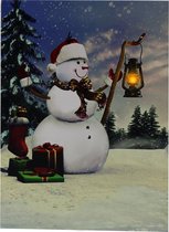 Peha Muurdecoratie Sneeuwpop Led 15 X 20 Cm Canvas