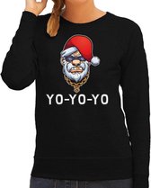 Gangster / rapper Santa foute Kerstsweater / foute Kersttrui zwart voor dames - Kerstkleding / Christmas outfit L