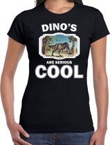 Dieren dinosaurussen t-shirt zwart dames - dinosaurs are serious cool shirt - cadeau t-shirt t-rex dinosaurus/ dinosaurussen liefhebber L