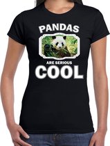 Dieren pandaberen t-shirt zwart dames - pandas are serious cool shirt - cadeau t-shirt panda/ pandaberen liefhebber L