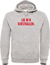 Kerst hoodie grijs Lik m'n kerstballen - soBAD. | Kersttrui soBAD. | kerstsweaters volwassenen | kerst hoodie volwassenen | Kerst outfit | Foute kerst truien