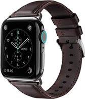 Strap-it Band geschikt voor Apple Watch 6 - leren bandje - donkerbruin - Maat: 42mm & 44mm