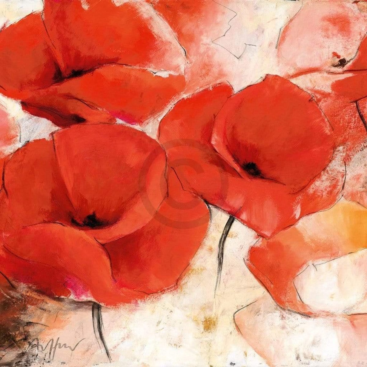 PGM Kunstdruk Thomas Aeffner - Mohnwiese 98x98cm Divers