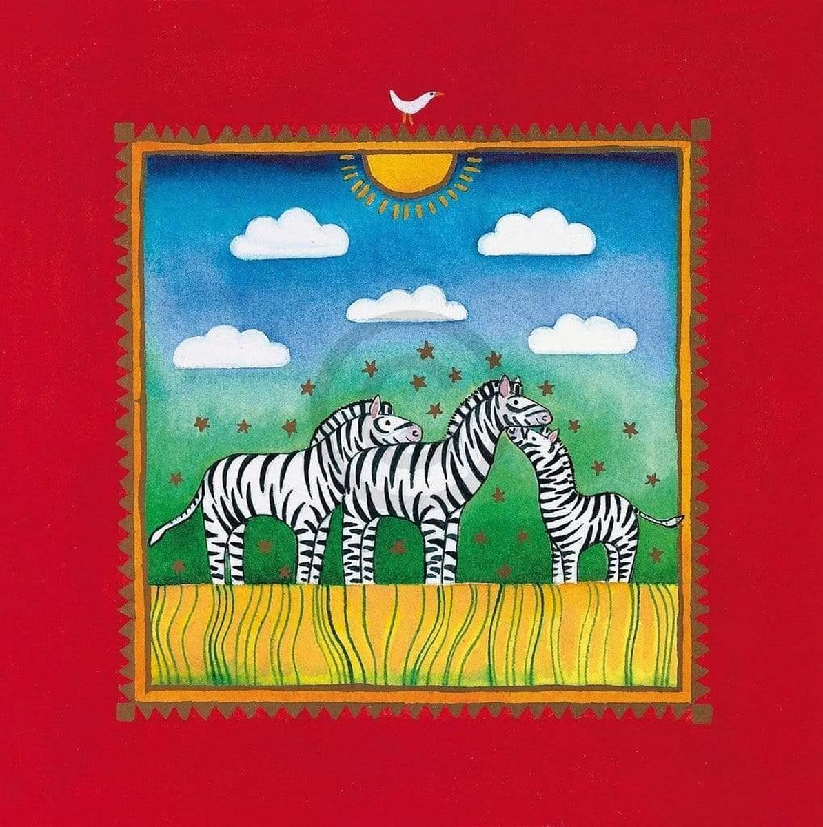 PGM Kunstdruk Linda Edwards - Three little zebras 40x40cm Divers
