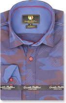 Heren Overhemd - Slim Fit - Striped Army Camouflage - Paars - Maat L