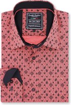 Heren Overhemd - Slim Fit - Classy Ornaments - Zalmroze - Maat 3XL