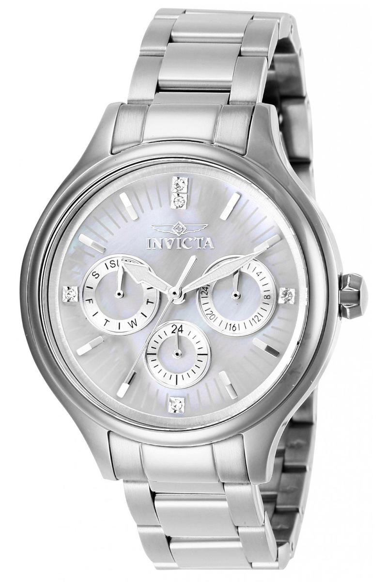 Invicta Angel 28656 Dames Horloge - Waterdicht - Analoog - Quartz Uurwerk - Roestvrij Staal met witte Wijzerplaat - 38mm