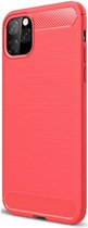 Apple iPhone 12 Pro Hoesje Geborsteld TPU Flexibele Back Cover Rood