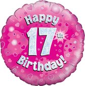 Oaktree 18 Inch Happy 17th Birthday Pink Holographic Balloon (Pink/Silver)